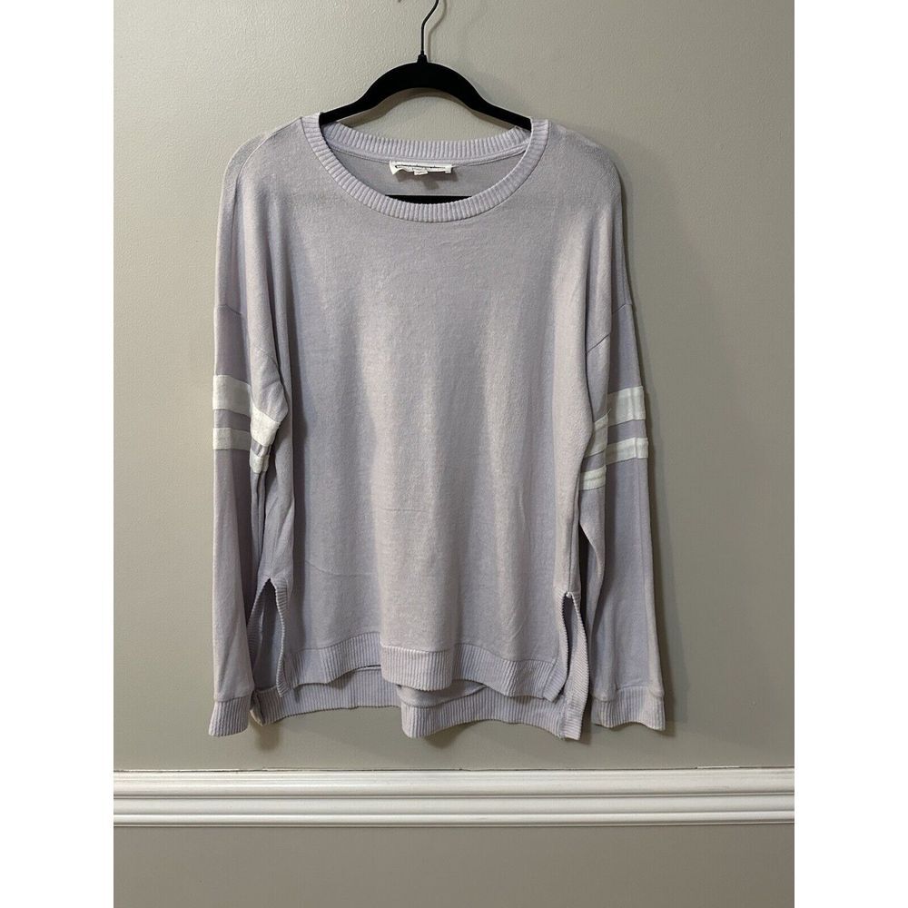 Hippie Rose Women's Purple Juniors L Varsity Scoop Neck Long Sleeve Sweater